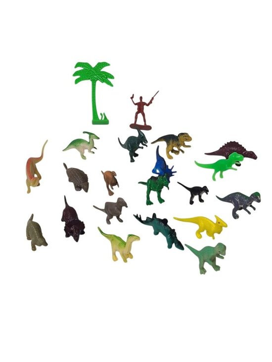 Other - 21 Pc Mini Dinosaur Figure Lot T Rex Triceratops Tree Soldier Toys